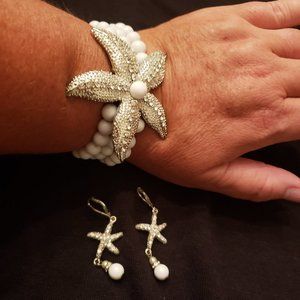 Starfish bracelet and earring set